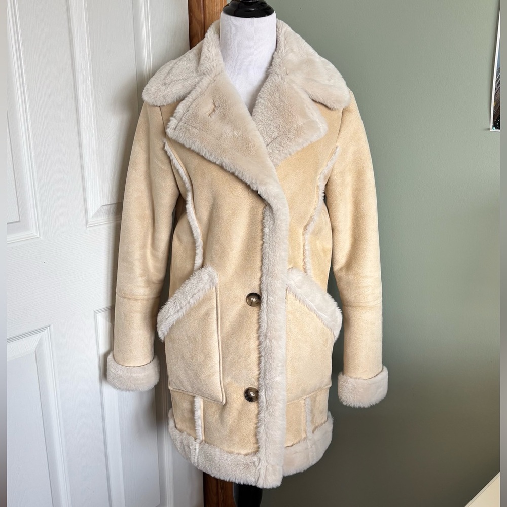 Hollister Tan Teddy Jacket with Cream Accents